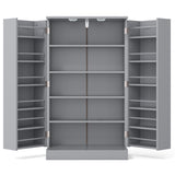 17-Tier Kitchen Pantry Cabinet with 2 Doors and 6 Adjustable Shelves-Gray