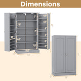 17-Tier Kitchen Pantry Cabinet with 2 Doors and 6 Adjustable Shelves-Gray