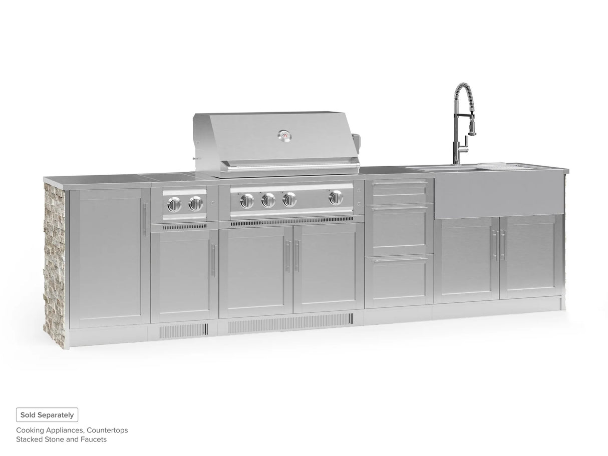 Outdoor Kitchen Signature Series 7 Piece Cabinet Set with Dual Side Burner and Sink Cabinet