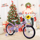 18 Inch Girl Bike with Basket with Detachable Training Wheels for 4-8 Years Old-18 inches