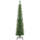 5/6/7/8/9 Feet Pre-lit Pencil Artificial Christmas Tree with 150/180/200//300/400 Warm White LED Lights-6 ft
