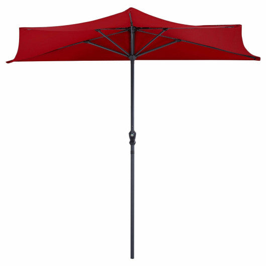 9Ft Patio Bistro Half Round Umbrella -Dark Red