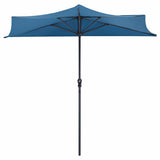 9Ft Patio Bistro Half Round Umbrella -Blue