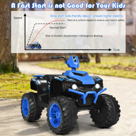 12V Kids Ride on ATV with LED Lights and Treaded Tires and LED lights-Navy