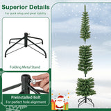 5/6/7/8/9 Feet Pre-lit Pencil Artificial Christmas Tree with 150/180/200//300/400 Warm White LED Lights-6 ft