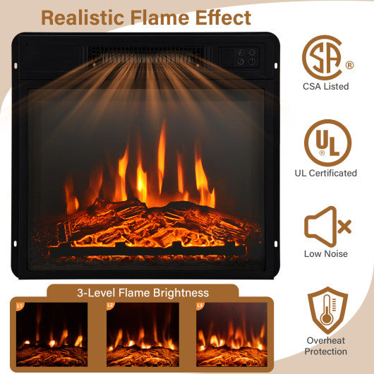 18 Inch 1400W Electric TV Stand Fireplace with Shelf-Natural