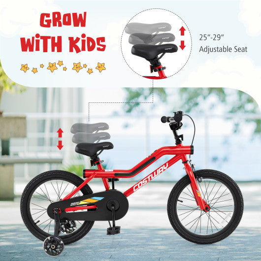 18 Inch Kids Bike with LED Lights Adjustable Carbon Steel Bicycle for 4-8 Years Old-18 inches