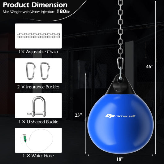 18 Inch 110 Pound Heavy Punching Water Aqua Bag with Adjustable Metal Chain-Blue