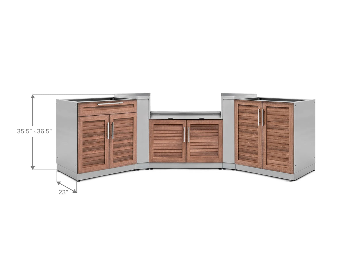 Outdoor Kitchen Stainless Steel 5 Piece Cabinet Set with 2-Door, Bar, Grill and Corner Cabinets