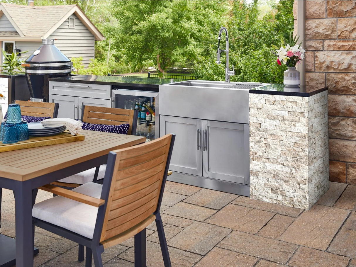 Outdoor Kitchen Signature Series 11 Piece Cabinet Set with Dual Side Burner, Sink, Platinum Grill and Grill Cabinet