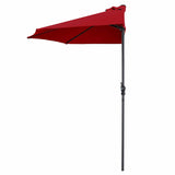 9Ft Patio Bistro Half Round Umbrella -Dark Red