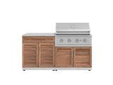 Outdoor Kitchen Stainless-Steel 4 Piece Cabinet Set with Bar, Grill Cabinet, Performance Grill, and Countertop