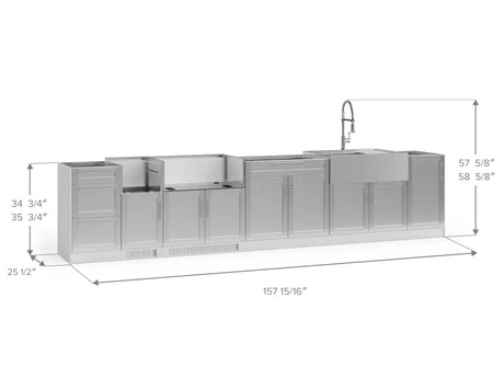 Outdoor Kitchen Signature Series 8 Piece Cabinet Set with Dual Side Burner, Sink and Grill Cabinet