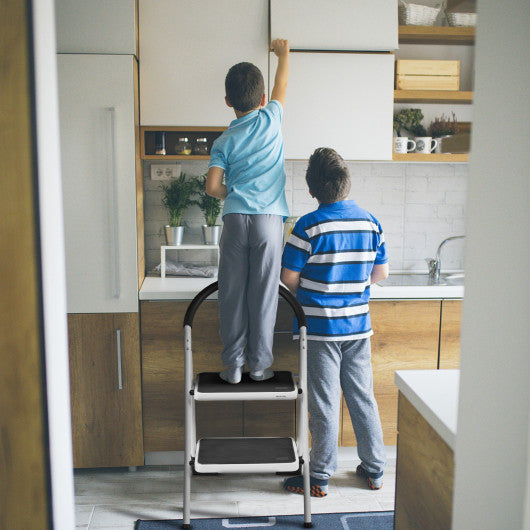 2.75 Feet Folding Step Stool with Iron Frame and Anti-Slip Pedals