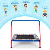 36 Inch Kids Indoor Outdoor Square Trampoline with Foamed Handrail-Blue