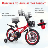 16 Inch Kids Bike Adjustable with Storage Basket and Double Brake for 4-8 Years Old-16 inches