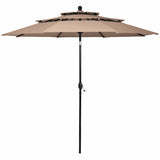 10ft 3 Tier Patio Umbrella Aluminum Sunshade Shelter Double Vented without Base-Beige