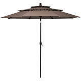 10ft 3 Tier Patio Umbrella Aluminum Sunshade Shelter Double Vented without Base-Tan