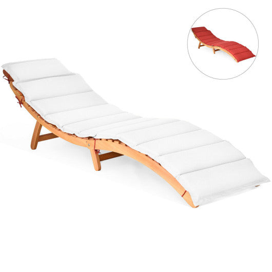 Folding Patio Lounge Chair with Double-Sided Cushioned Seat