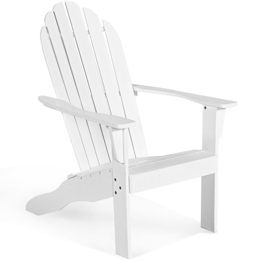 Acacia Wood Outdoor Adirondack Chair with Ergonomic Design-White