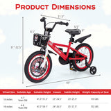 16 Inch Kids Bike Adjustable with Storage Basket and Double Brake for 4-8 Years Old-16 inches