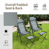 Set of 2 Patiojoy Patio Folding Dining Chair with Ottoman Set Recliner Adjustable-Gray