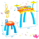 24-Key Piano Keyboard DJ Drum Combination with Microphone and MP3-Blue