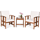 3PC Solid Wood Outdoor Patio Sofa Furniture Set-White