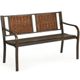 Patio Garden Bench with Powder Coated Steel Frame