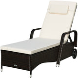 Outdoor Recliner Cushioned Chaise Lounge with Adjustable Backrest