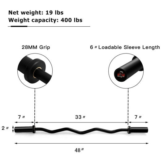 48 Inch Phosphate Steel Fitness Equipment Bar