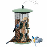 3-in-1 Metal Hanging Wild Bird Feeder with 4 Feeding Ports and Perches
