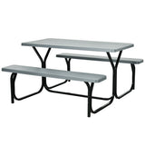 Picnic Table Bench Set for Outdoor Camping -Gray