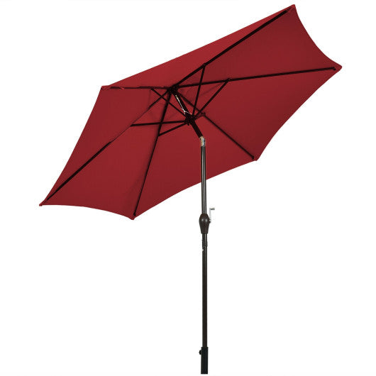 9 ft Outdoor Market Patio Table Umbrella Push Button Tilt Crank Lift-Burgundy