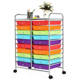 Multipurpose 20 Drawers Storage Rolling Cart Studio Organizer-Multicolor