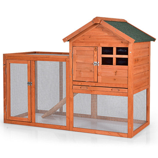 Outdoor Wooden Rabbit hutch-Natural
