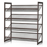 2/3/4 Tiers Flat and Slant Metal Shoe Rack for Entryway Hallway-4-Tier