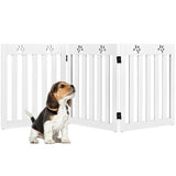 24 Inch Folding Wooden Freestanding Dog Gate with 360° Flexible Hinge for Pet-White
