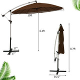 10 Feet Patio Offset Umbrella Market Hanging Umbrella for Backyard Poolside Lawn Garden-Tan