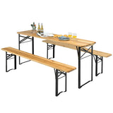 3 Pieces Folding Wooden Picnic Table Bench Set