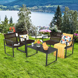 4 Pieces Patio Furniture Conversation Set with Sofa Loveseat