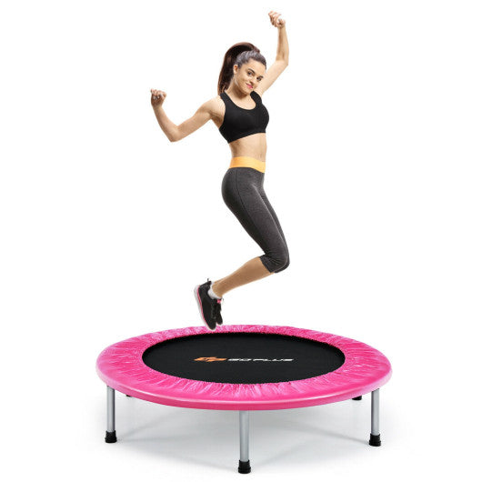 38 Inch Mini Folding Trampoline Portable Leisure Fitness Backboard-Pink