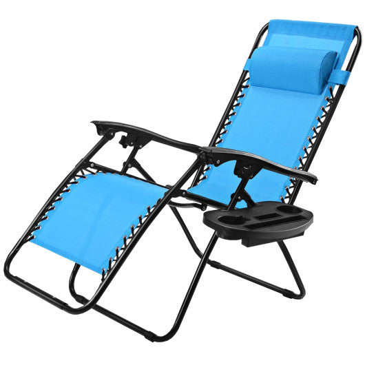 Outdoor Folding Zero Gravity Reclining Lounge Chair-Light Blue