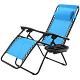 Outdoor Folding Zero Gravity Reclining Lounge Chair-Light Blue