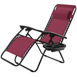 Outdoor Folding Zero Gravity Reclining Lounge Chair-Dark Red