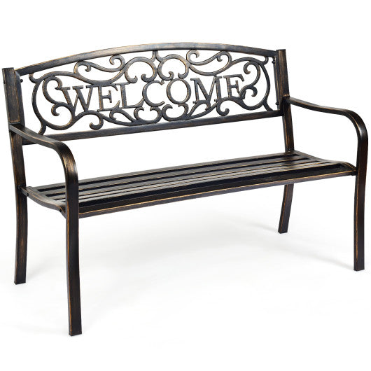 Outdoor Furniture Steel Frame Porch Garden Bench-bronze