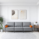 Modular 3-Seat Sofa Couch with Socket USB Ports and Side Storage Pocket-Gray