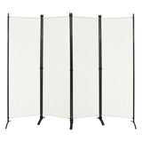 4-Panel  Room Divider with Steel Frame-White