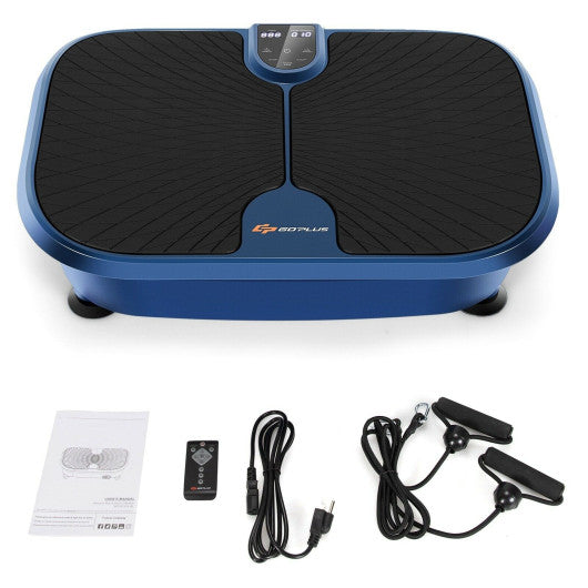 Mini Vibration Fitness Plate Machine with Remote Control and Loop Bands-Blue