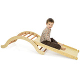 3-in-1 Kids Wooden Arch Triangle Rocker Climber Set with Ramp and Mat